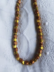 Geomatric Brass And Copper Bead Necklace