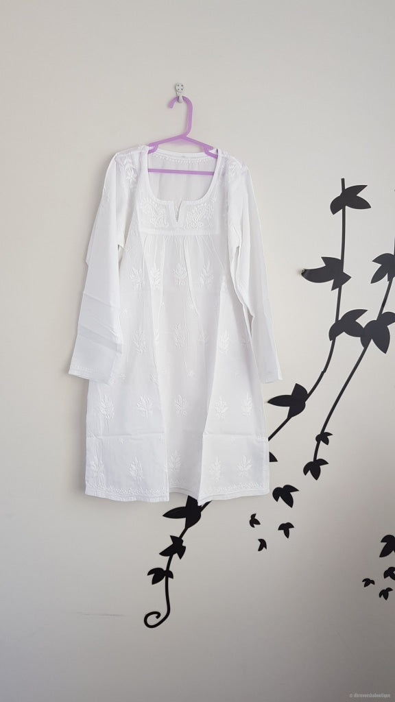 Girls White Tunic With Embroidery