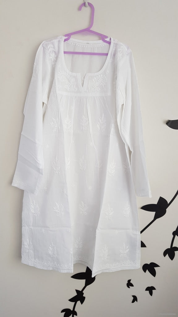 Girls White Tunic With Embroidery