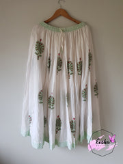 Green Butti -Boho Chic Indian Cotton Hand Block Printed Skirt