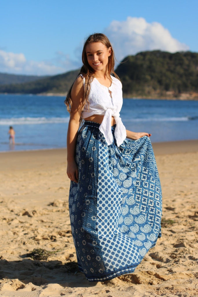 Gypsy Style Indian Cotton Hand Block Printed Skirt Pants
