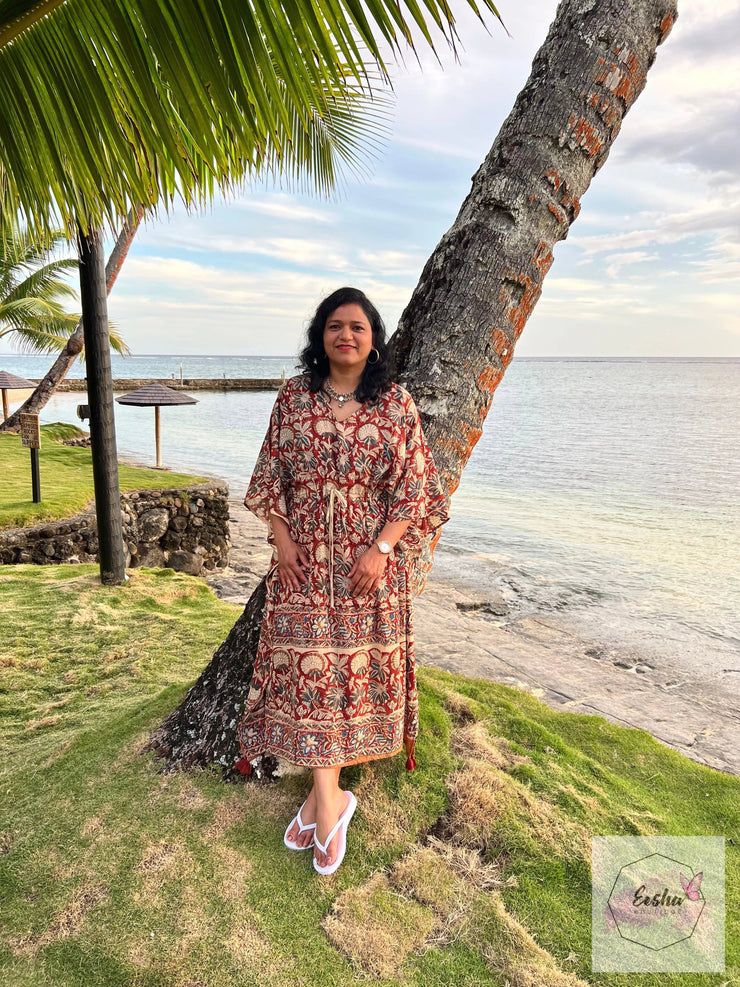 Long Kaftan - Kalamkari Print With Tussles