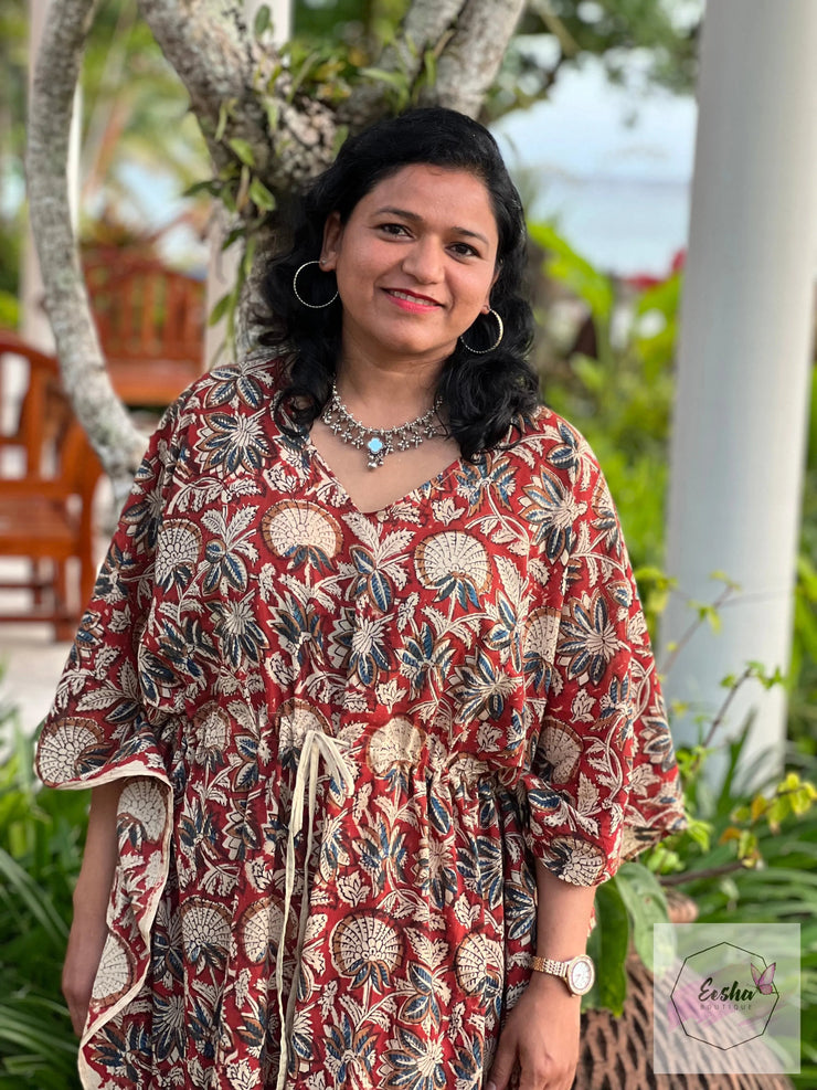 Long Kaftan - Kalamkari Print With Tussles