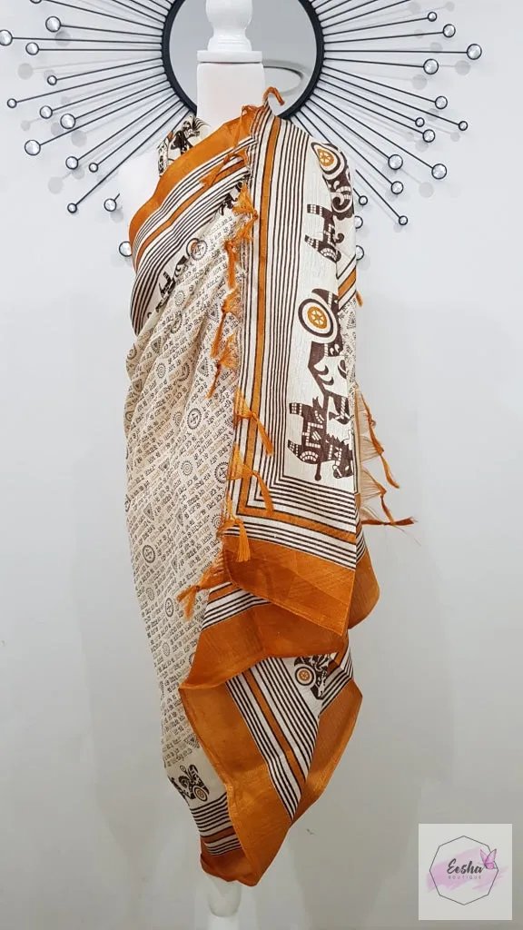 India Raw Silk Scarf Stole Dupatta Sarong Pario