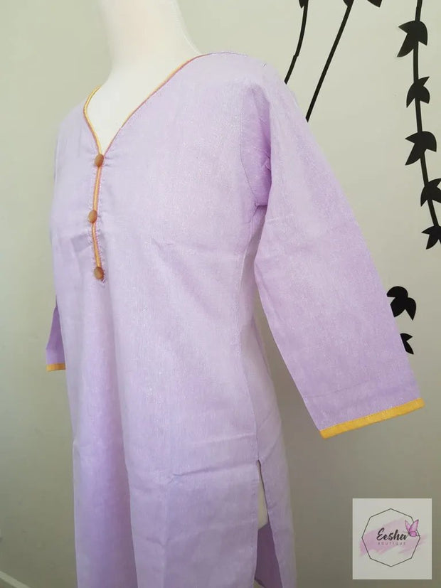 Indian Khadi Kurta Kurti Purple Tunic - S Size