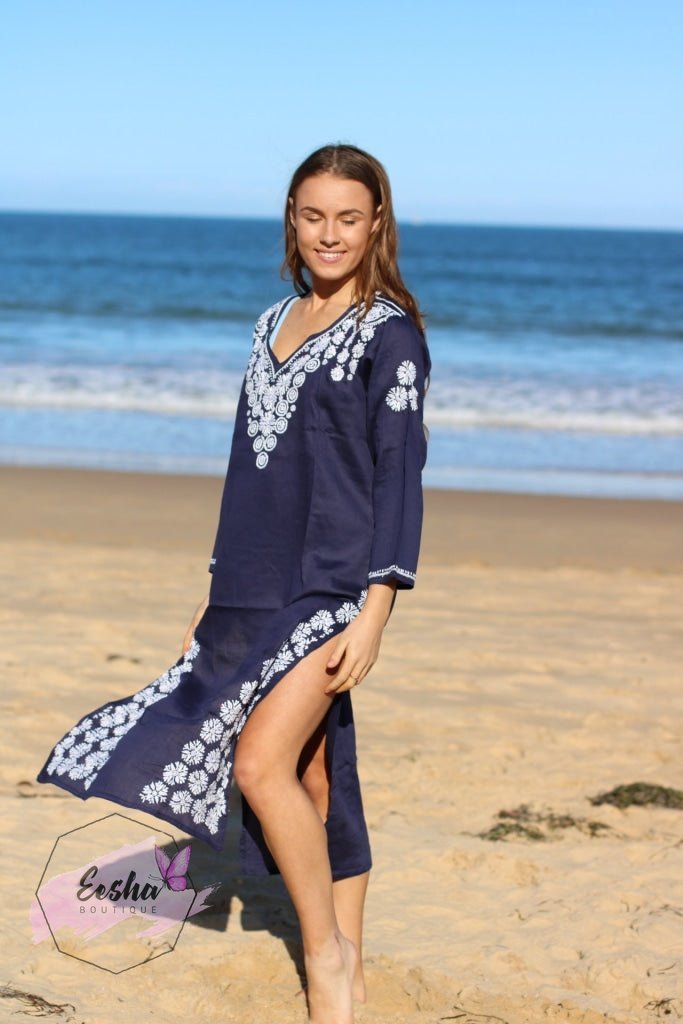 Indigo Hand Embroidered Long Tunic