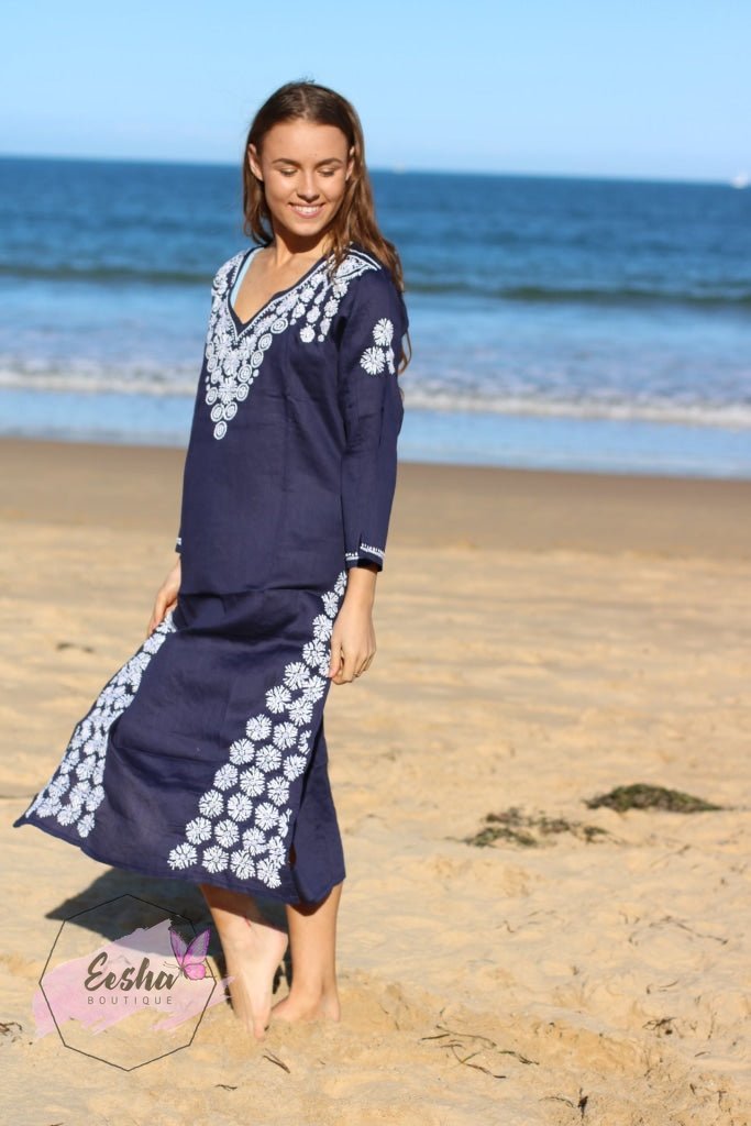 Indigo Hand Embroidered Long Tunic
