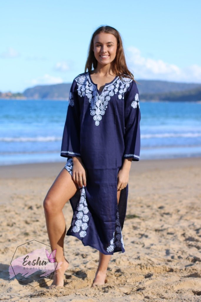 Indigo Hand Embroidered Long Tunic
