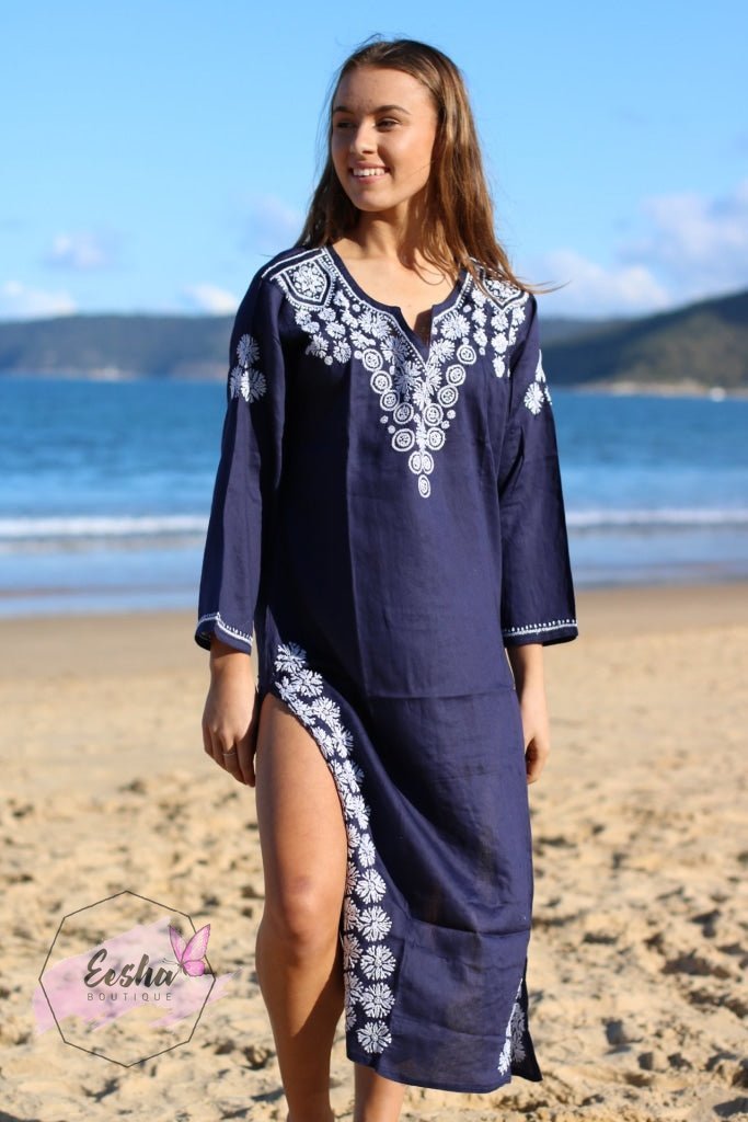 Indigo Hand Embroidered Long Tunic