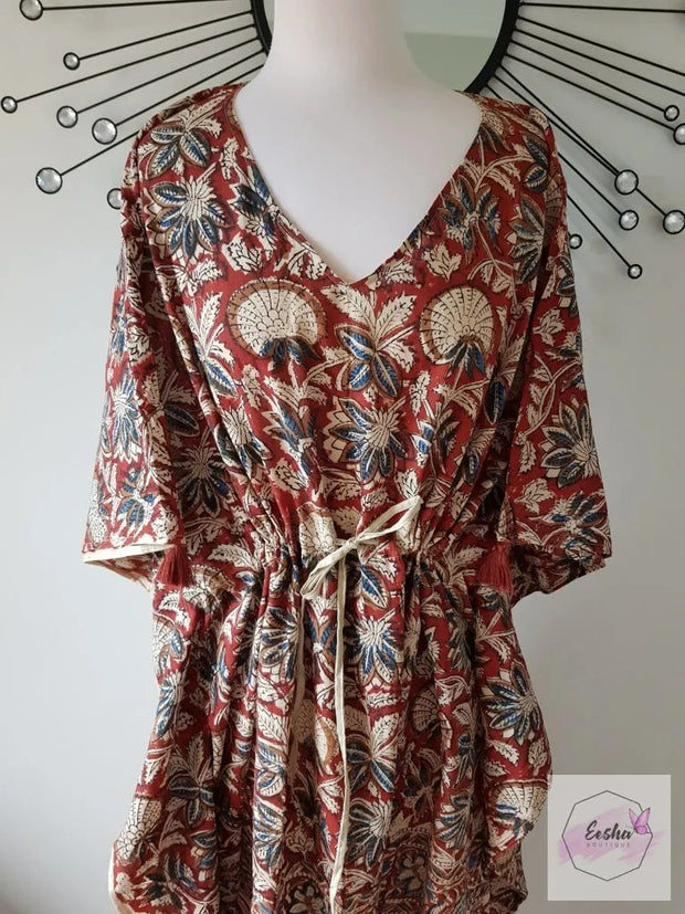 Long Kaftan - Kalamkari Print With Tussles