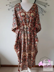 Long Kaftan - Kalamkari Print With Tussles