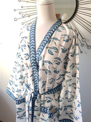 Long Kimono Robe - Blue Flemingo