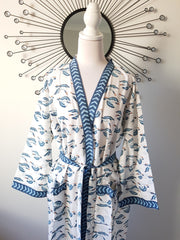 Long Kimono Robe - Blue Flemingo