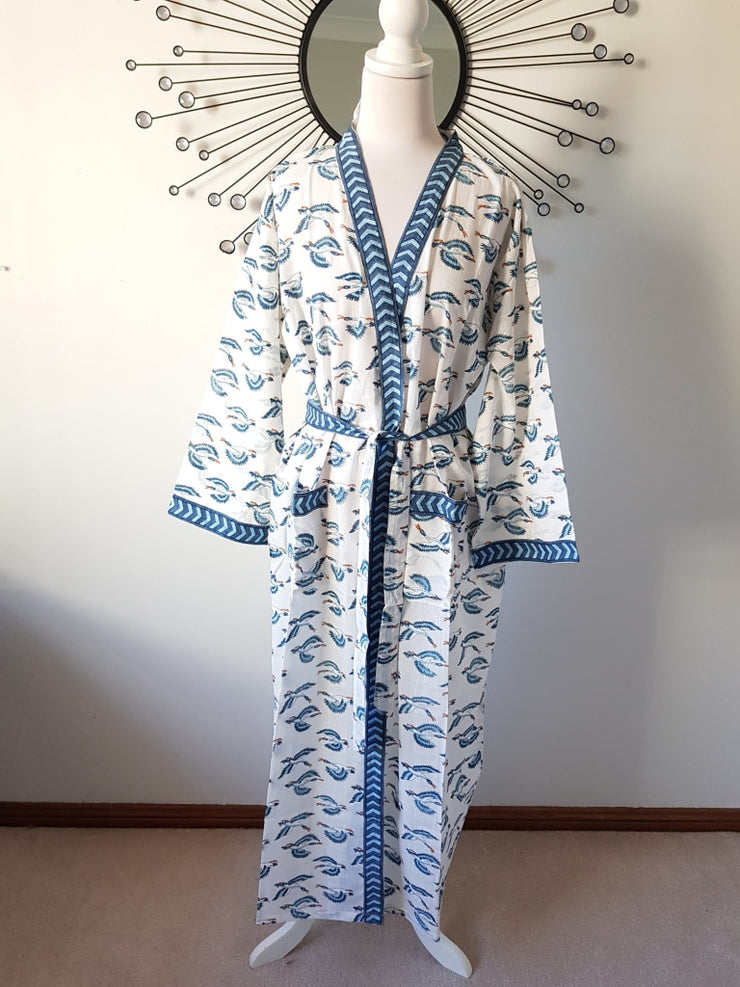 Long Kimono Robe - Blue Flemingo