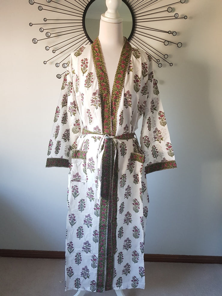 Long Kimono Robe - Mughal Garden