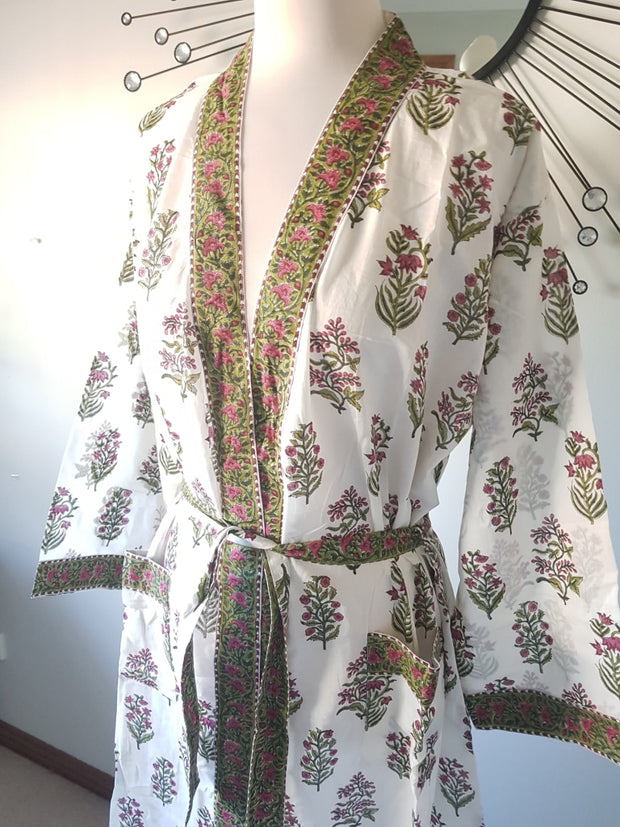 Long Kimono Robe - Mughal Garden