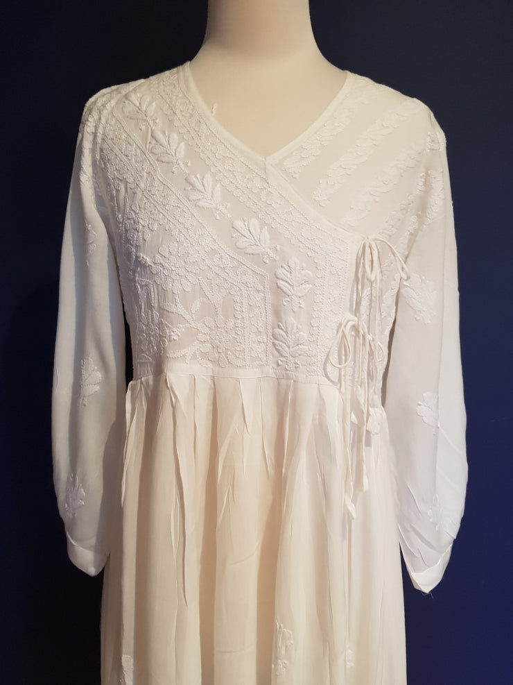 Long White Angharkha Style Dress