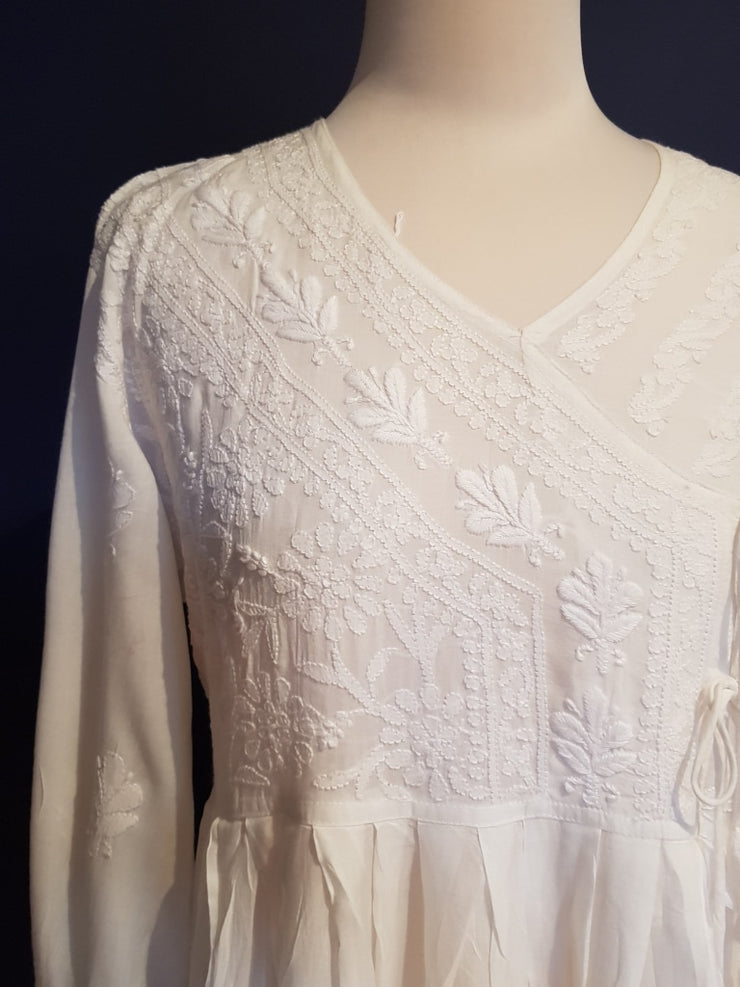 Long White Angharkha Style Dress