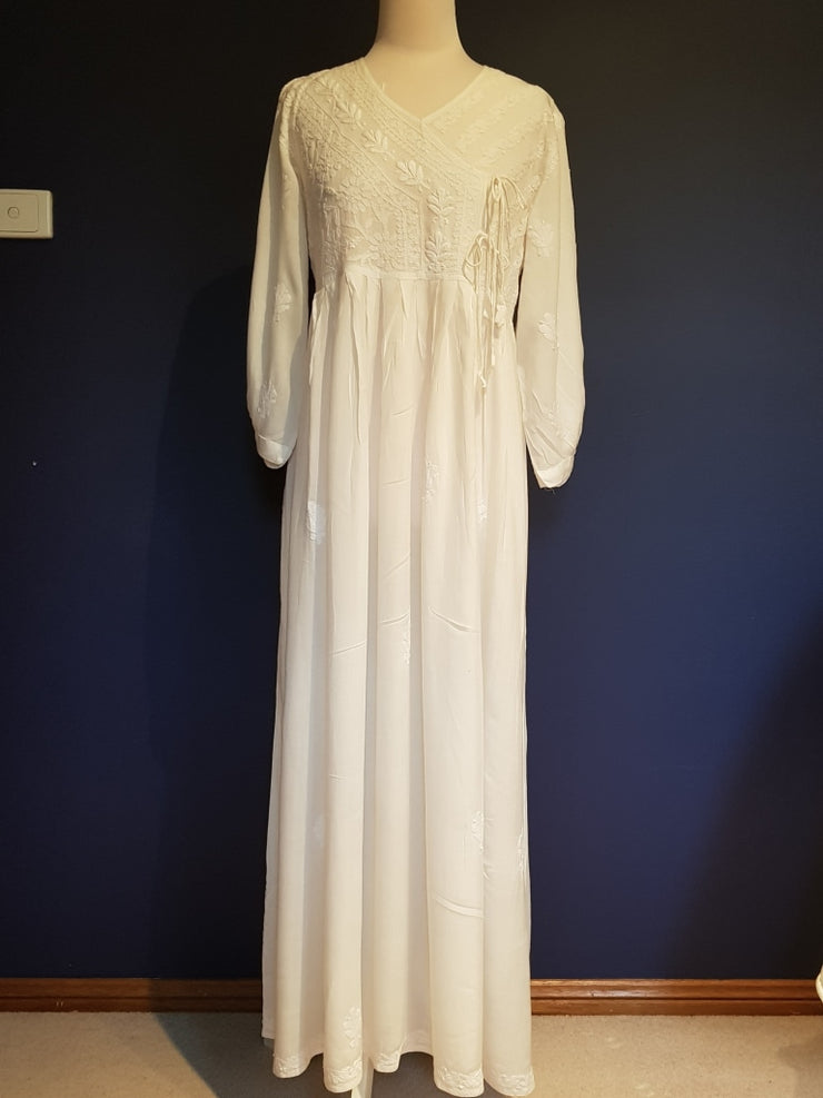 Long White Angharkha Style Dress