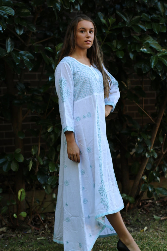 asymmetrical anarkali dress Shop Green Embroidered Asymmetrical Dress by SEJAL KAMDAR at House of  Designers – HOUSE OF DESIGNERS main image 1