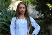 Long White Asymmetrical Dress- Indian Chikankari Anarkali Tunic