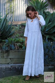 Long White Dress- Indian Chikankari Anarkali Tunic