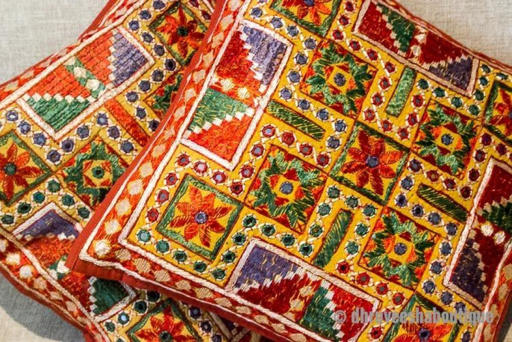 Mirror Embroidered Pillow Cover