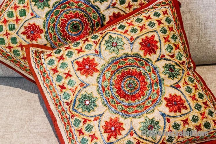 Mirror Embroidered Pillow Cover