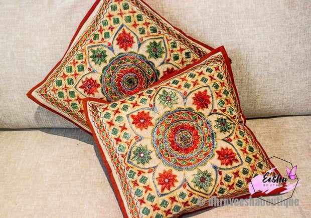 Mirror Embroidered Pillow Cover