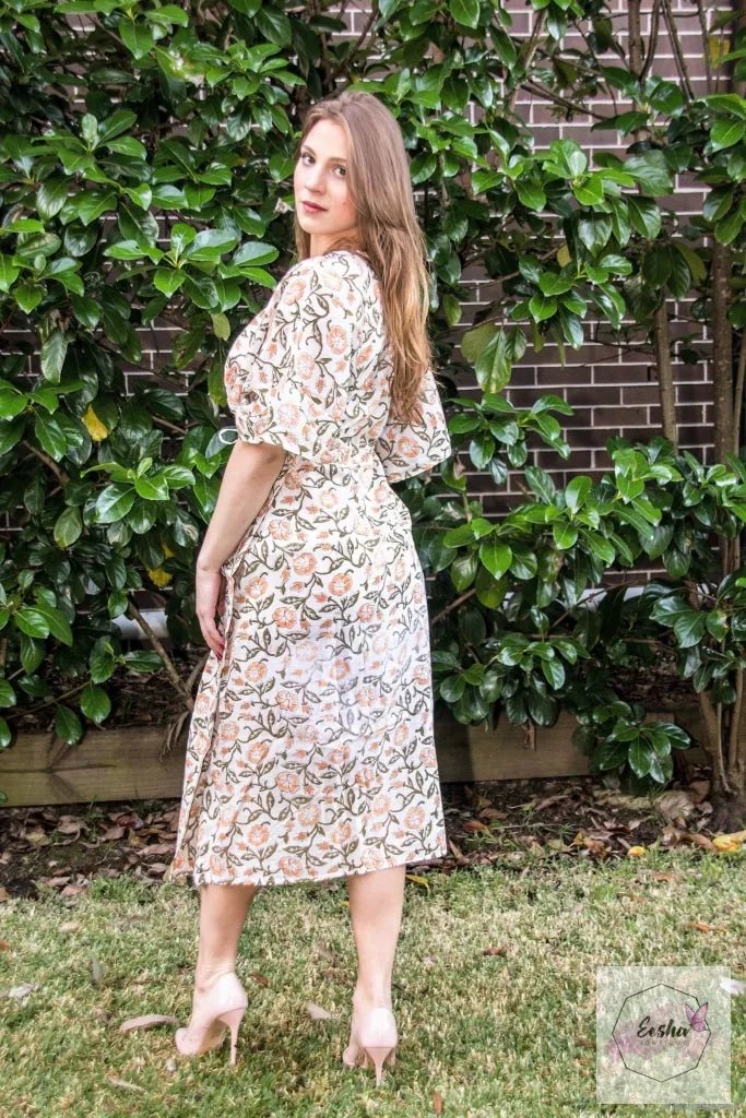 Orange Floral Long Kaftan
