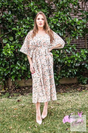 Orange Floral Long Kaftan