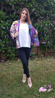 Purple Floral Reversible Cotton Quilted Jacket Coat