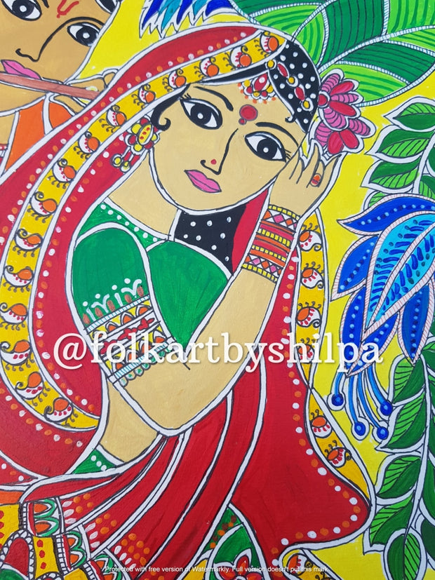 Radha Krishna - Original Madhubani Painting