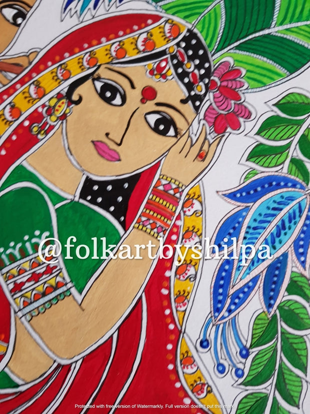 Radha Krishna - Original Madhubani Painting