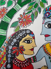 Radha Krishna - Original Madhubani Painting