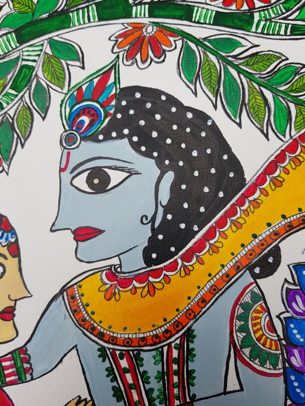 Radha Krishna - Original Madhubani Painting