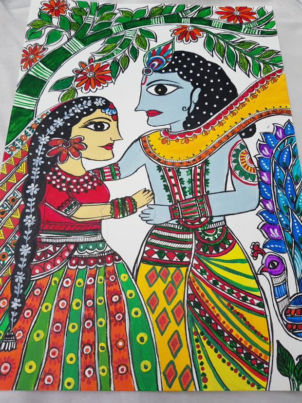 Radha Krishna - Original Madhubani Painting