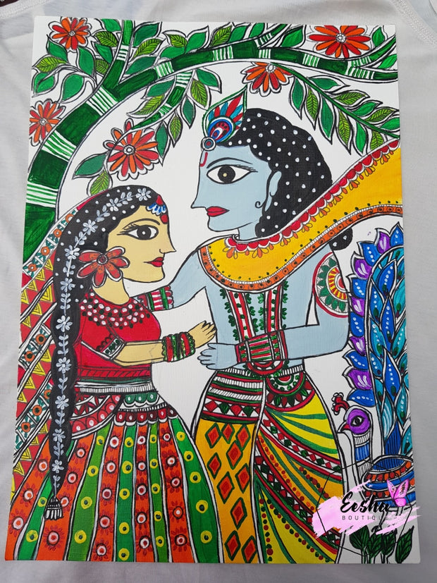 Radha Krishna - Original Madhubani Painting