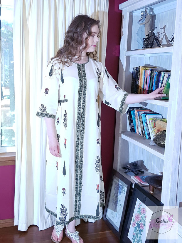 Long Kaftan Dress - Garden