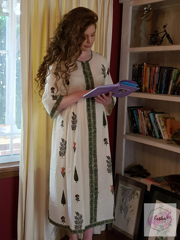 Long Kaftan Dress - Garden