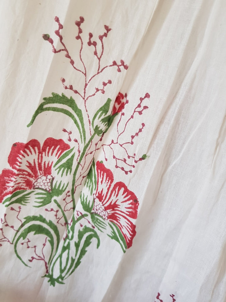 Red Floral Butti - Hand Block Printed Skirt