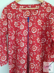 Red Floral Long Kaftan Summer Dress