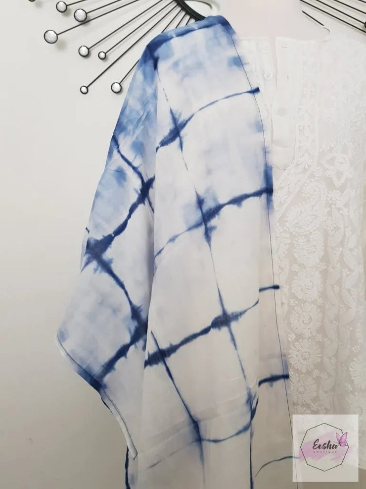 Shibori Tye Dye Indian Organic Cotton Voile Stole