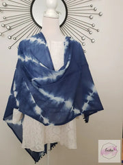 Shibori Tye Dye Indian Organic Cotton Voile Stole