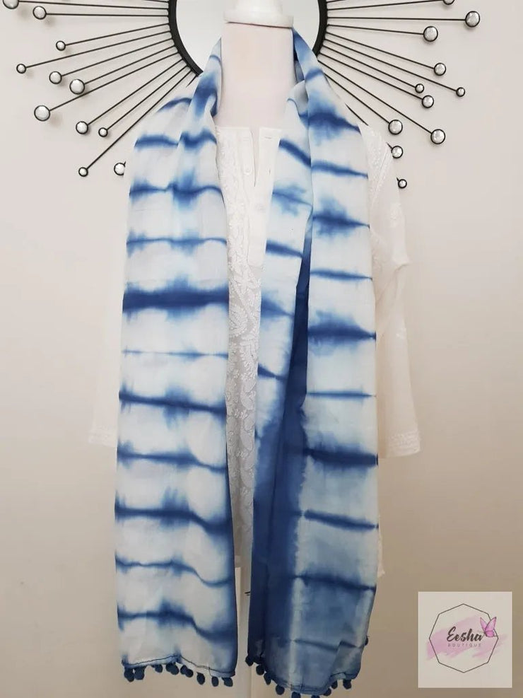 Shibori Tye Dye Indian Organic Cotton Voile Stole
