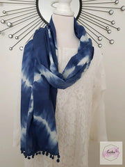 Shibori Tye Dye Indian Organic Cotton Voile Stole