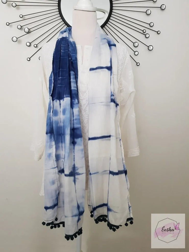 Shibori Tye Dye Indian Organic Cotton Voile Stole