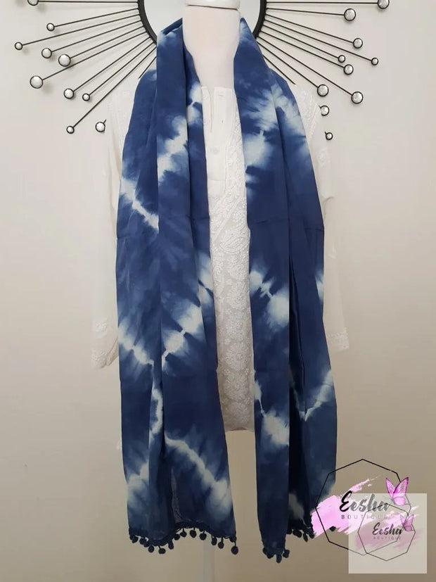 Shibori Tye Dye Indian Organic Cotton Voile Stole