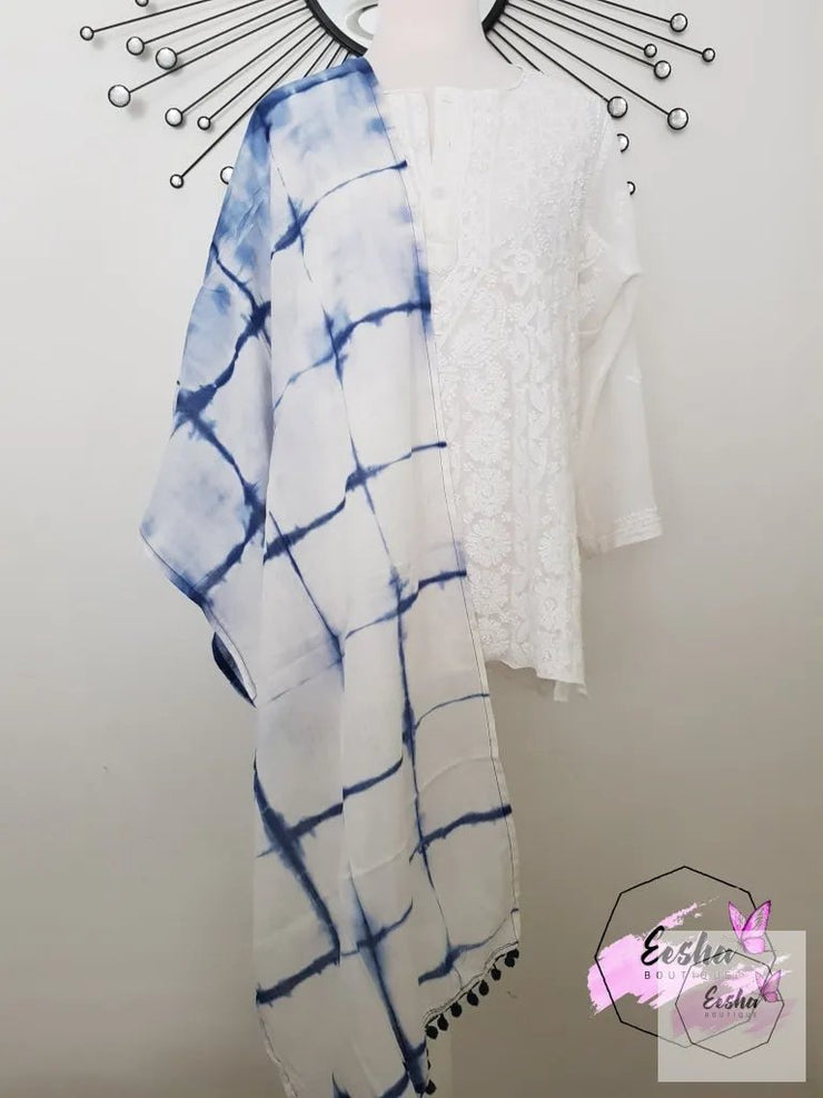 Shibori Tye Dye Indian Organic Cotton Voile Stole