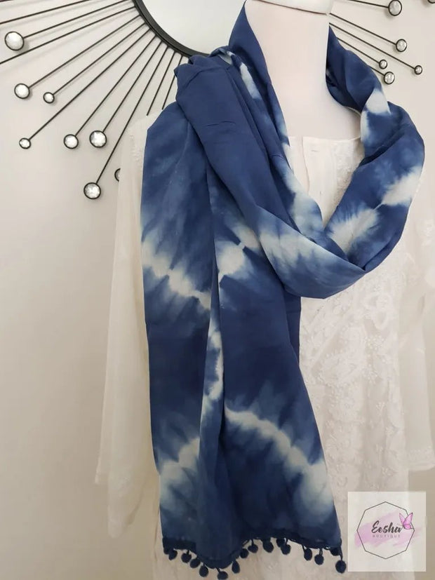 Shibori Tye Dye Indian Organic Cotton Voile Stole